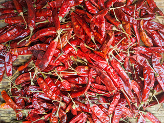 Red chilli and red chilli powder in different structure and shape.