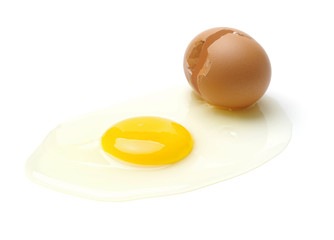 brown eggs on white background 