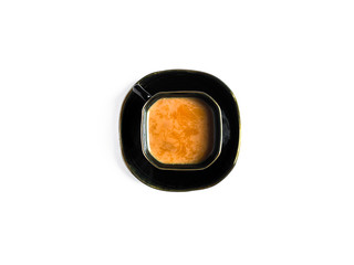 A cup of tea with different coloured back drops. 