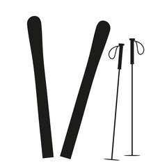 Vector silhouette of ski on white background. Symbol of snow, sport, winter, skiing.