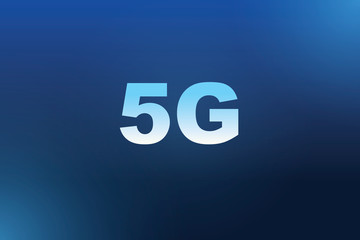5g on blue background , copy space for your text
