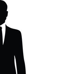 Vector silhouette of businessman on white background. Symbol of work, man, manager, suit, nameless, anonymous.