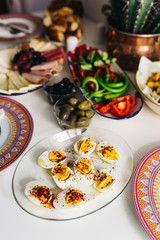 Traditional Turkish homemade breakfast and cheese plate 