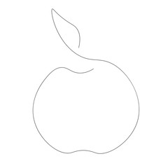 Apple icon one line drawing, vector illustration	
