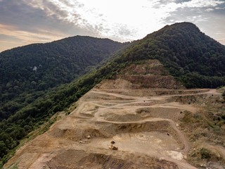 Aerial view of the quarry in the forest of Sochi, "Glubokaya Balka"