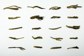 dry green tea leather background 