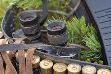 hunting items. hunting concept. hunting background.