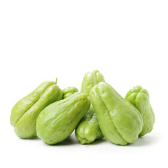 Chayote on white background
