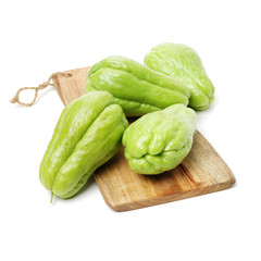 Chayote on white background