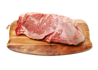 huge red meat chunk isolated over white background 