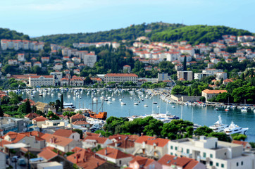 Fototapeta na wymiar Panoramic view (Cityscape) of Dubrovnik (Croatia) with Miniature (Tilt-Shift) Effect