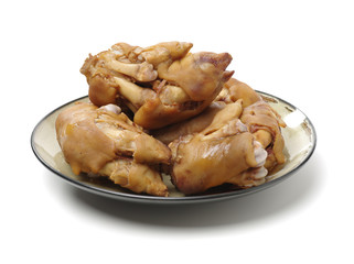 Sauce trotters on white background 