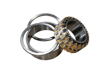 disassembled roller bearing isolated on white background