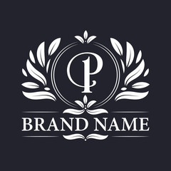 Alphabet P letter logo design. Vintage, luxurious & ornamental luxury letter P logo design template.