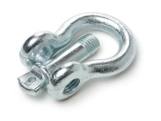 Heavy duty shackle (d-ring) for vehicle recovery and towing on white background