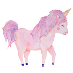 pink unicorn watercolor