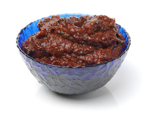 Miso paste in bowl, on the white background