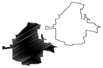 Bishkek City Region (Kyrgyz Republic, Kirghizia, Regions of Kyrgyzstan) map vector illustration, scribble sketch Pishpek, Frunze map....