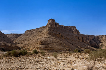 Fototapeta na wymiar Rock escarpments in Sha'ib Luha valley south of Riyadh, Saudi Arabia