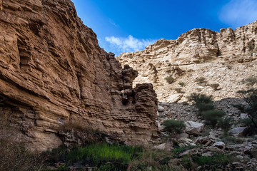 The canyon wall right above the upper pool at Sha'ib Luha near Riyadh