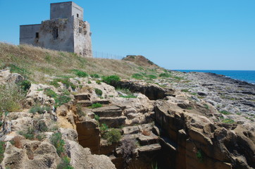 Fototapeta na wymiar Ruins at Saturo Archaeological Park - Taranto, Italy