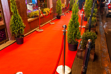 Empty red carpet before opening ceremony