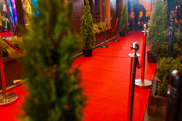 Empty red carpet before opening ceremony