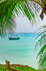 Boat beach caribbean sea Dominican republic island Saona