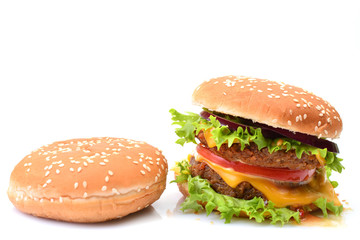 American hamburger on a white background