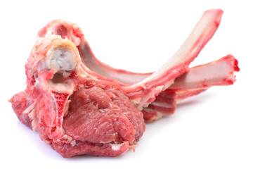 Lamb ribs on a white background