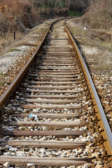 Fototapeta premium Old railway in the city Zvecan,Kosovo