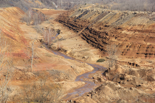 Canyon in Kosovo,The old Trepca's  tailings  in Zvecan