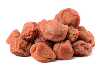 Japanese salt plum or pickled plum on white background 