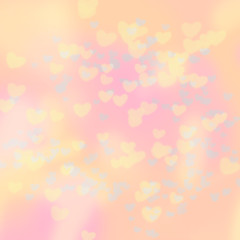 ピンクのまだら模様のバックに黄色のハートの模様の背景