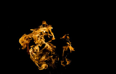 Fire flames on black background. fire on black background isolated. fire patterns