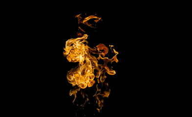 Fire flames on black background. fire on black background isolated. fire patterns