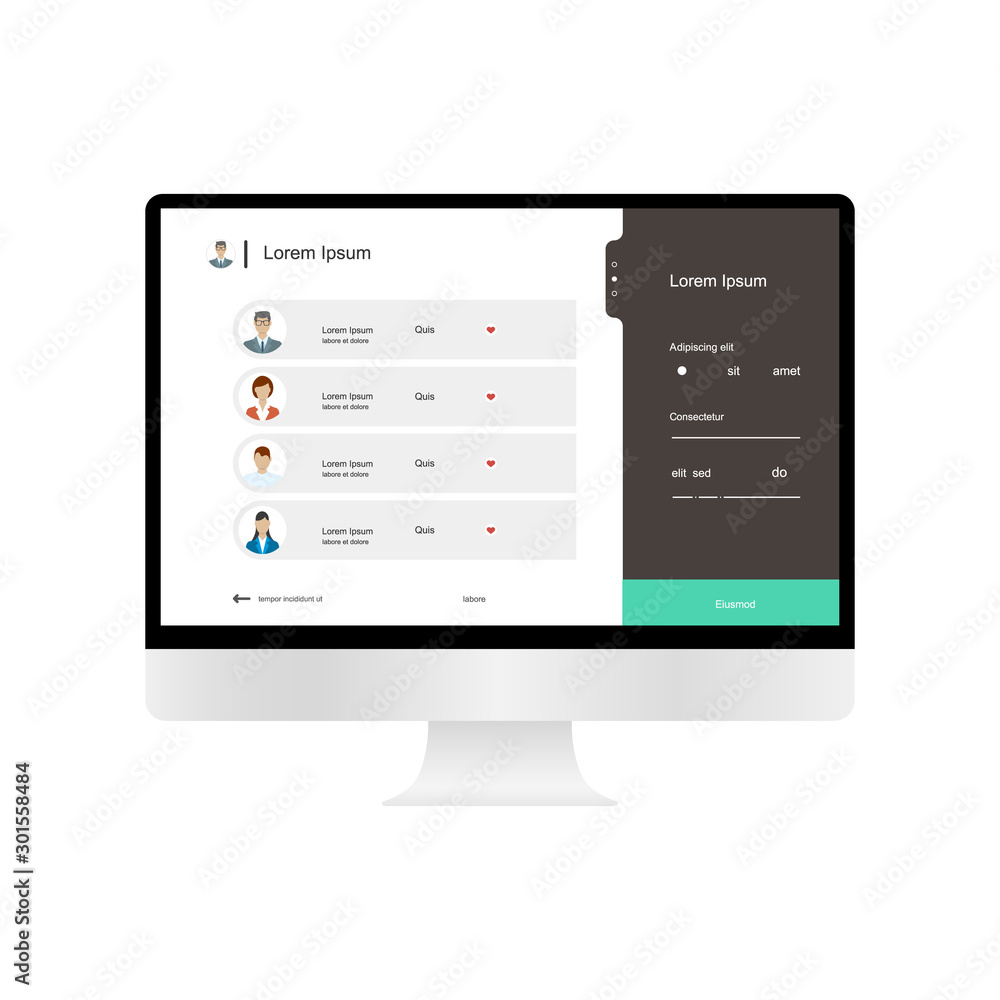 Fototapete web design. website template for monitor. elements for monitor and web applications. user interface 