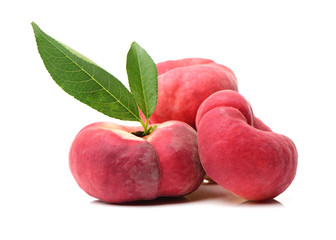chinese flat peaches on white background 