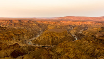View of Fish River Canyon early morning and at dusk, Namibia