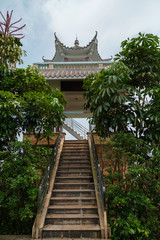 Obraz premium Stone staircase leading to the pagoda