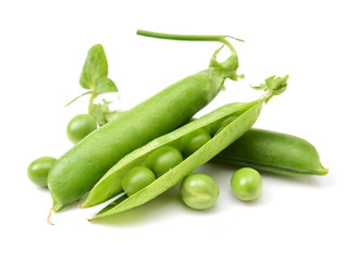Fresh peas isolated on white background