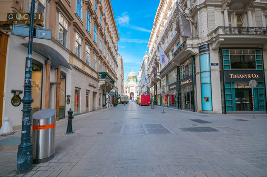 VIENNA, AUSTRIA - JUNE 06, 2017: Kohlmarkt street and boutique shops in center city
