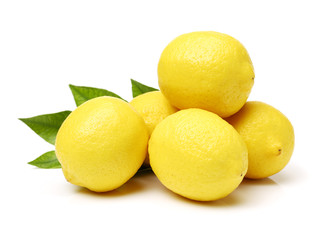 Fresh lemon on white background