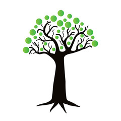 Tree vector drawing on white background.