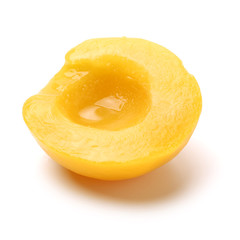 peaches in syrup on a white background 