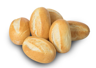 Bread rolls. White background. Fresh bakery.