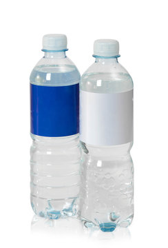 Mineral water. Couple of bottles. White background.