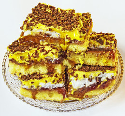 Pile of soft organic cake on a plate