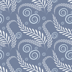 Floral pattern on a blue background - algae and bubbles