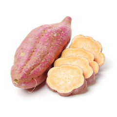 sweet potatoes on the white background